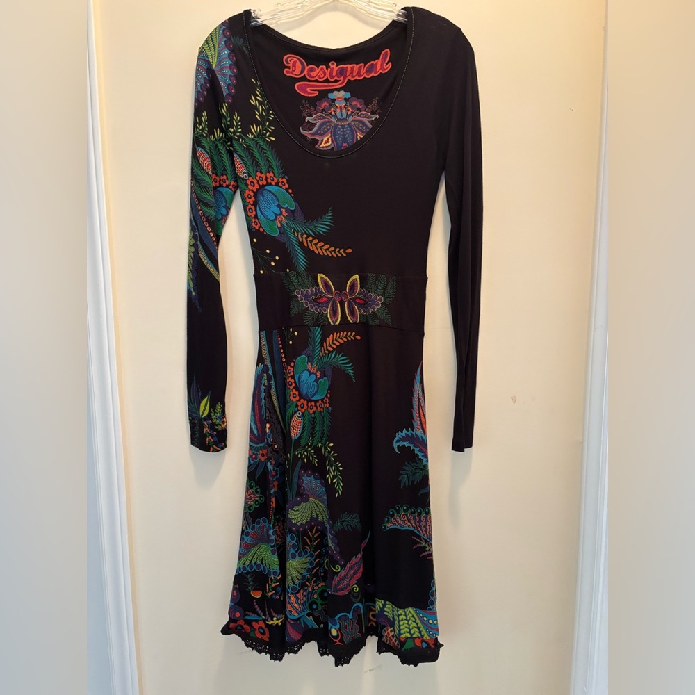 NWT Desigual Multicolor Floral Long Sleeve Dress